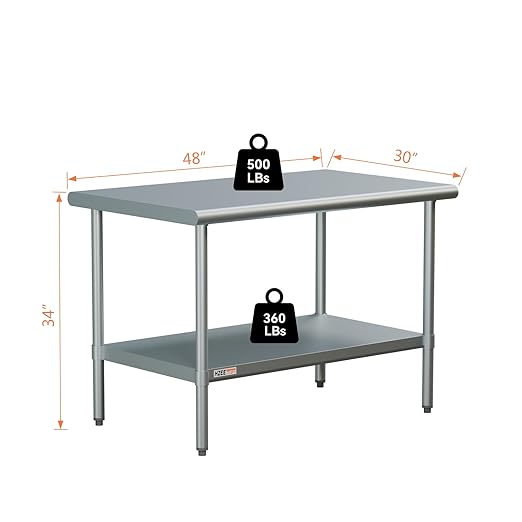 Stainless Steel Table for Prep & Work 30x48, 4ft, Commercial Heavy Duty Table with Undershelf for Restaurant, Home and Hotel Kitchen