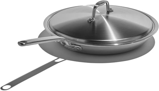Heritage Steel Eater Series 12 Inch Frying Pan with Lid | Made in USA | 5-Ply Fully Clad Stainless Steel | Stay Cool Handle Design | Induction Ready & Non-Toxic