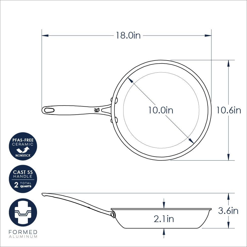 Nordic Ware Basalt Aluminum Saute Skillet, 10-Inch, Ceramic Coating