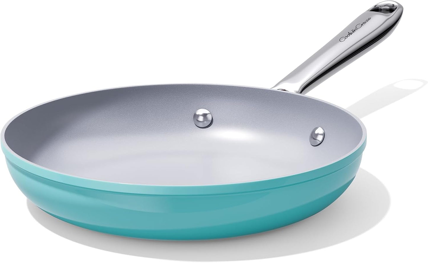 Nonstick Ceramic Frying Pan 10 Inch for Induction Cooktop - Non Toxic, PTFE/PFOA/PFAS Free, Oven & Dishwasher Safe up to 500ยฐF - Non Stick Skillet with Stay-Cool Handle - Caribbean Blue