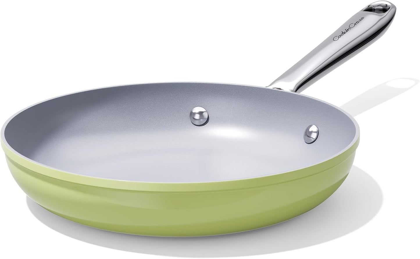 Nonstick Ceramic Frying Pan 10" Non Toxic Cooking Skillet for Eggs Pancakes & Stir Fry Even Heat Distribution PTFE/PFOA/PFAS Free Oven Safe Up to 500ยฐF All Cooktops Compatible -Avocado Green