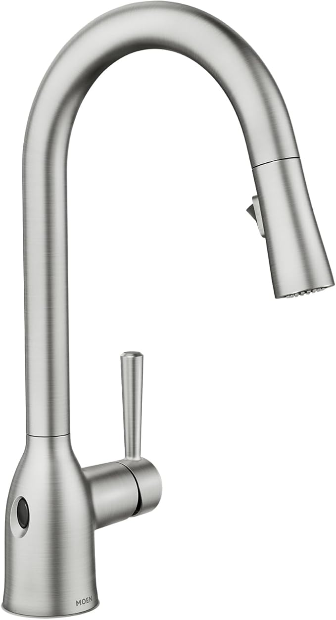 Moen Adler Spot Resist Stainless Motionsense Wave Sensor Touchless One Handle Pulldown Kitchen Faucet Featuring Power Clean, 87233EWSRS