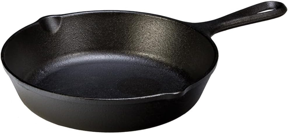 Lodge 8 Inch Cast Iron Pre-Seasoned Skillet – Signature Teardrop Handle - Use in the Oven, on the Stove, on the Grill, or Over a Campfire, Black