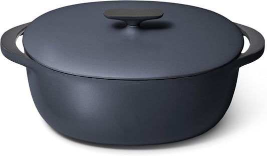 Caraway Enameled Cast Iron Dutch Oven - 8qt Dutch Oven With Lid - 3 Layer Enamel Coating - No Seasoning Required - Compatible With All Stovetops - Oven Safe - No Forever Chemicals - Midnight Blue