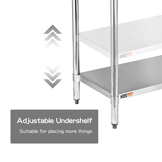 Stainless Steel Table for Prep & Work 24x48 inches,4ft, Commercial Heavy Duty Table with Undershelf for Restaurant, Home,Hotel Kitchen, Laundry Room, Garage,Workshops