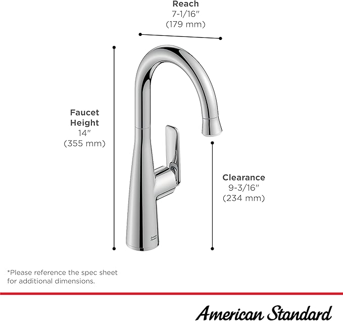 American Standard 1048274240 Aspirations Pull-Down Bar Sink Faucet, 1.8 GPM, Matte Black/Brushed Gold