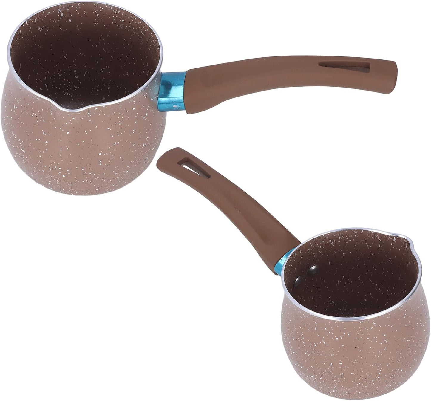 Mini Milk Pan, Mini Non Stick Pot, Butter Warmer Pot, Aluminium Alloy for Home Kitchen Mini Milk Pan Single Handle 9cm Diameter Anti Scalding Saucepan Cooking Pot Stone Pot(brown)