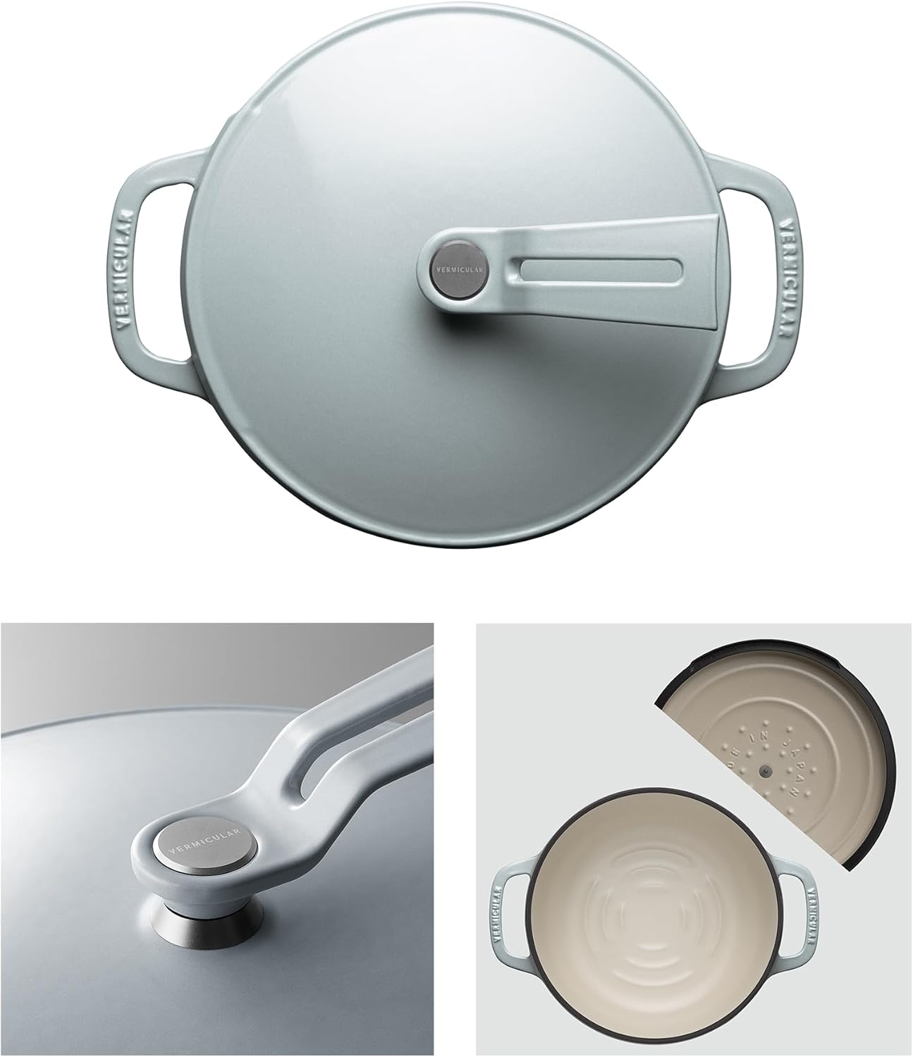 Vermicular Oven Pot 2.0 | Lightweight Enameled Cast Iron Pot | 18cm (2 Qt) | Non-Toxic | Induction-compatible | Dutch Oven | Made in Japan | Oyster Gray