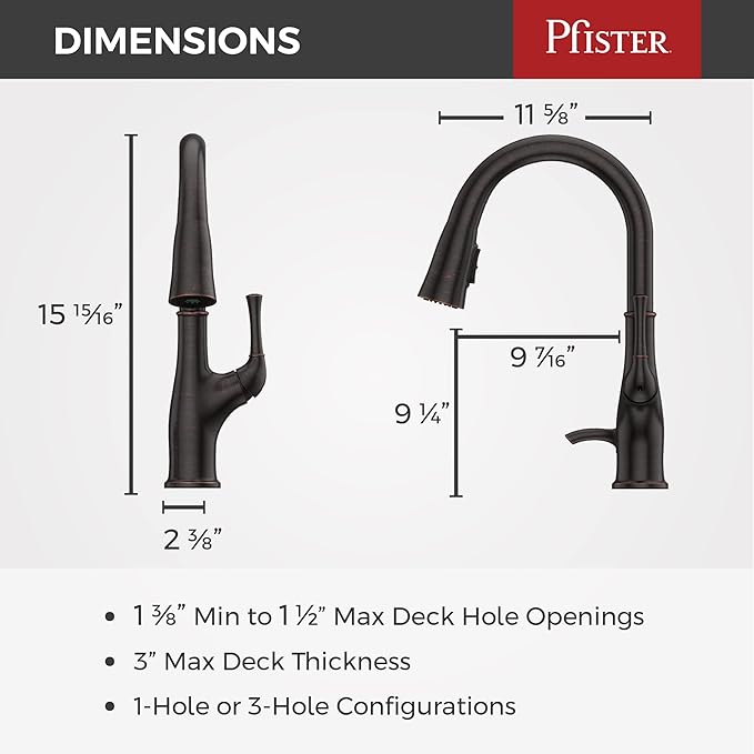 Pfister Alderwood Kitchen Faucet with Pull Down Sprayer and Soap Dispenser, Single Handle, NSF Certified, Tuscan Bronze Finish, F5297AWY