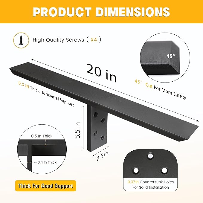 Hidden Countertop Support Bracket 20 Inch 2 Pack Heavy Duty Granite Support Bracket for Kitchen Island Bar Top Countertop