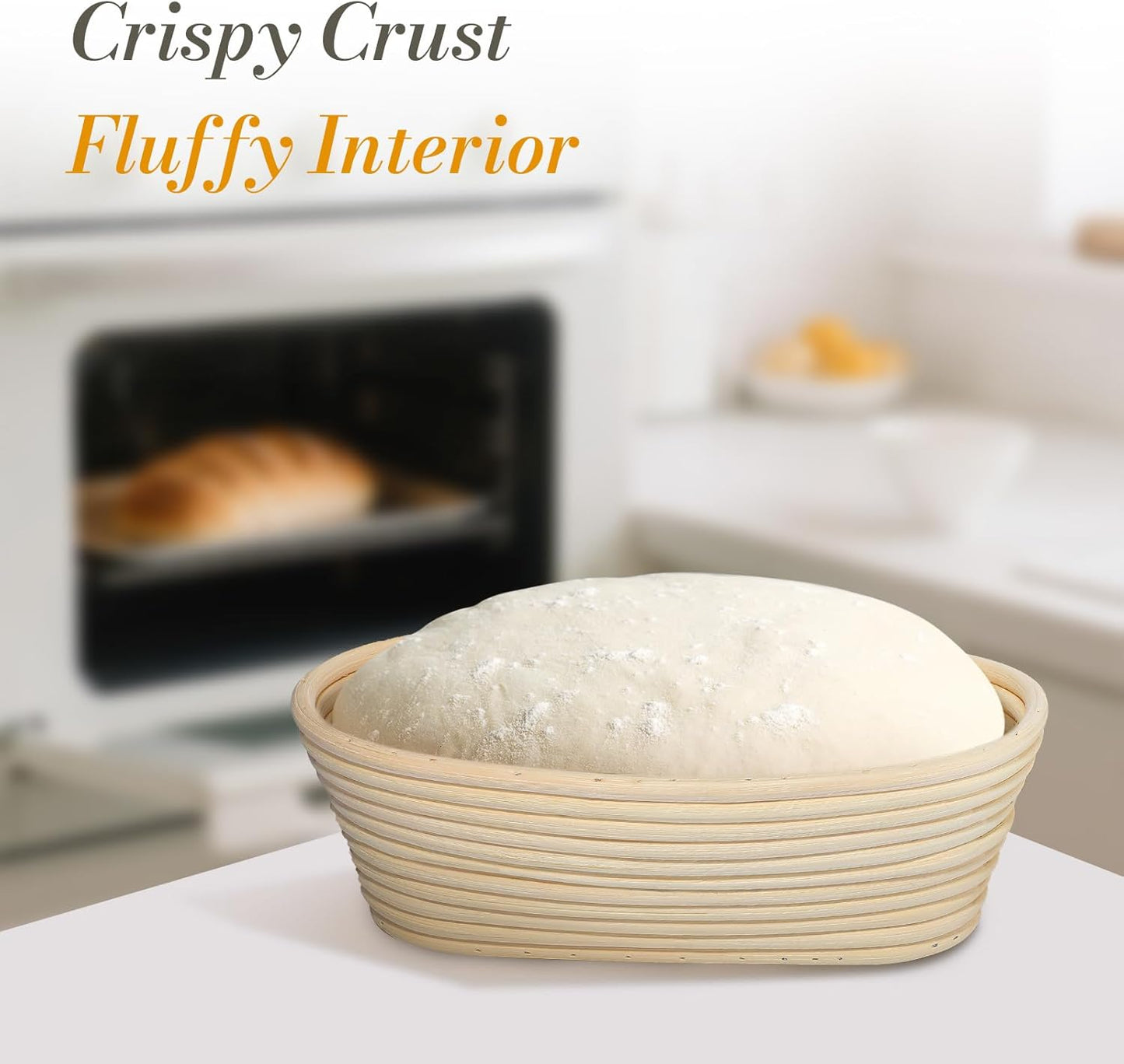 2PCS Banneton Bread Proofing Basket - 10 Inch Oval Banneton Basket and Linen Liner,Sourdough Bread Baking Supplies