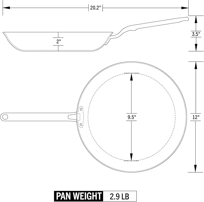 Heritage Steel Eater Series 12 Inch Frying Pan with Lid | Made in USA | 5-Ply Fully Clad Stainless Steel | Stay Cool Handle Design | Induction Ready & Non-Toxic