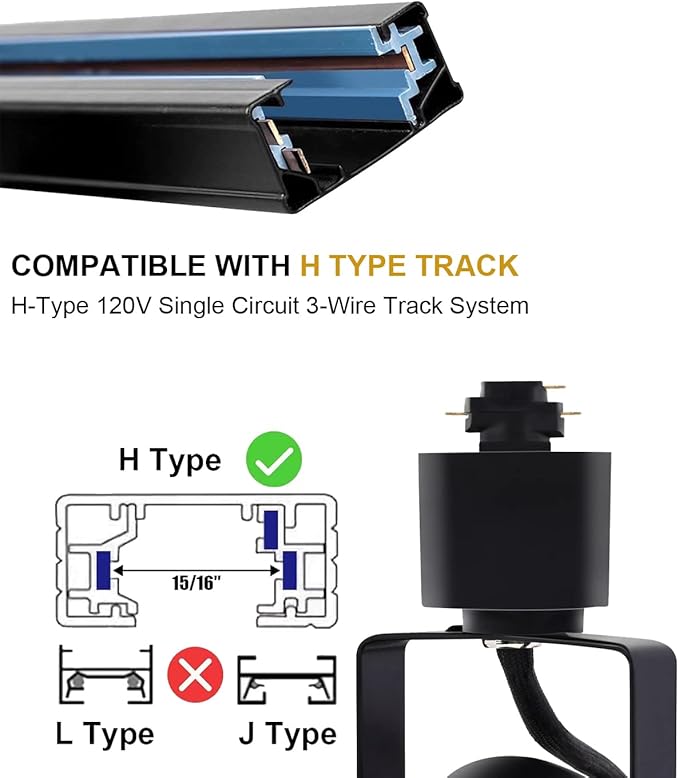 Track Lighting Heads 6.5W 4000K Cool White Dimmable Bright LED Track Lights Fixtures for Accent Retail Kitchen Artwork,120V Linear Track Light H Type-CRI90+ 24° 500lm - 20 Pack (Black)