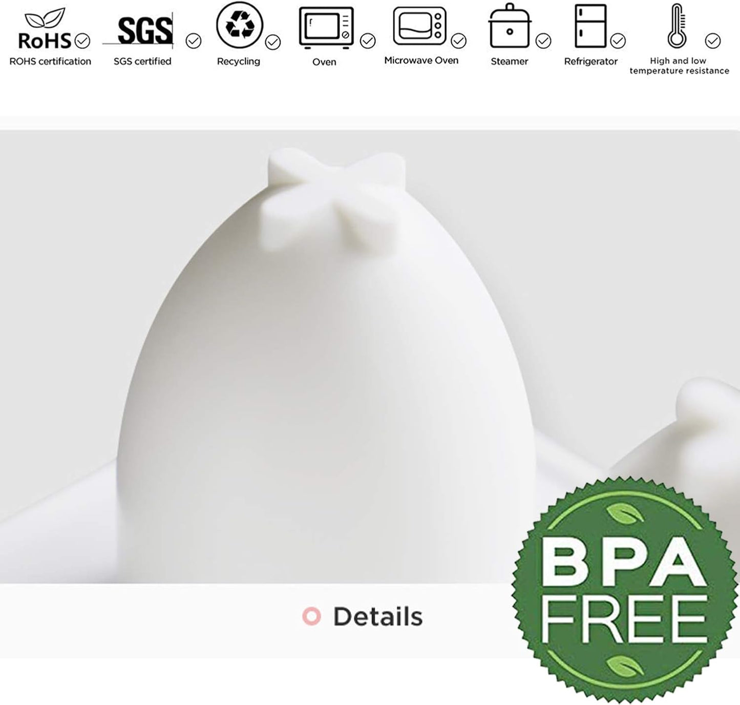 OCPO KITCHEN Easter Egg Silicone Mold for Baking Chocolate Easter Eggs, Mousse Cake, Jello, CheeseCake, Ice Cream, Dessert, Cake Decoration Mold (8-Cavity)