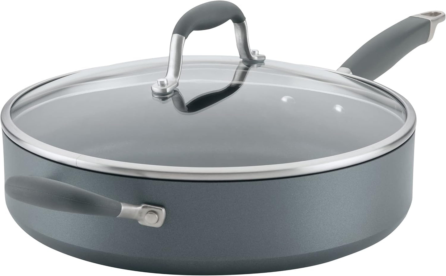 Anolon Advanced Home Hard Anodized Nonstick Sauté Pan with Helper Handle and Lid, 5 Quart - Moonstone