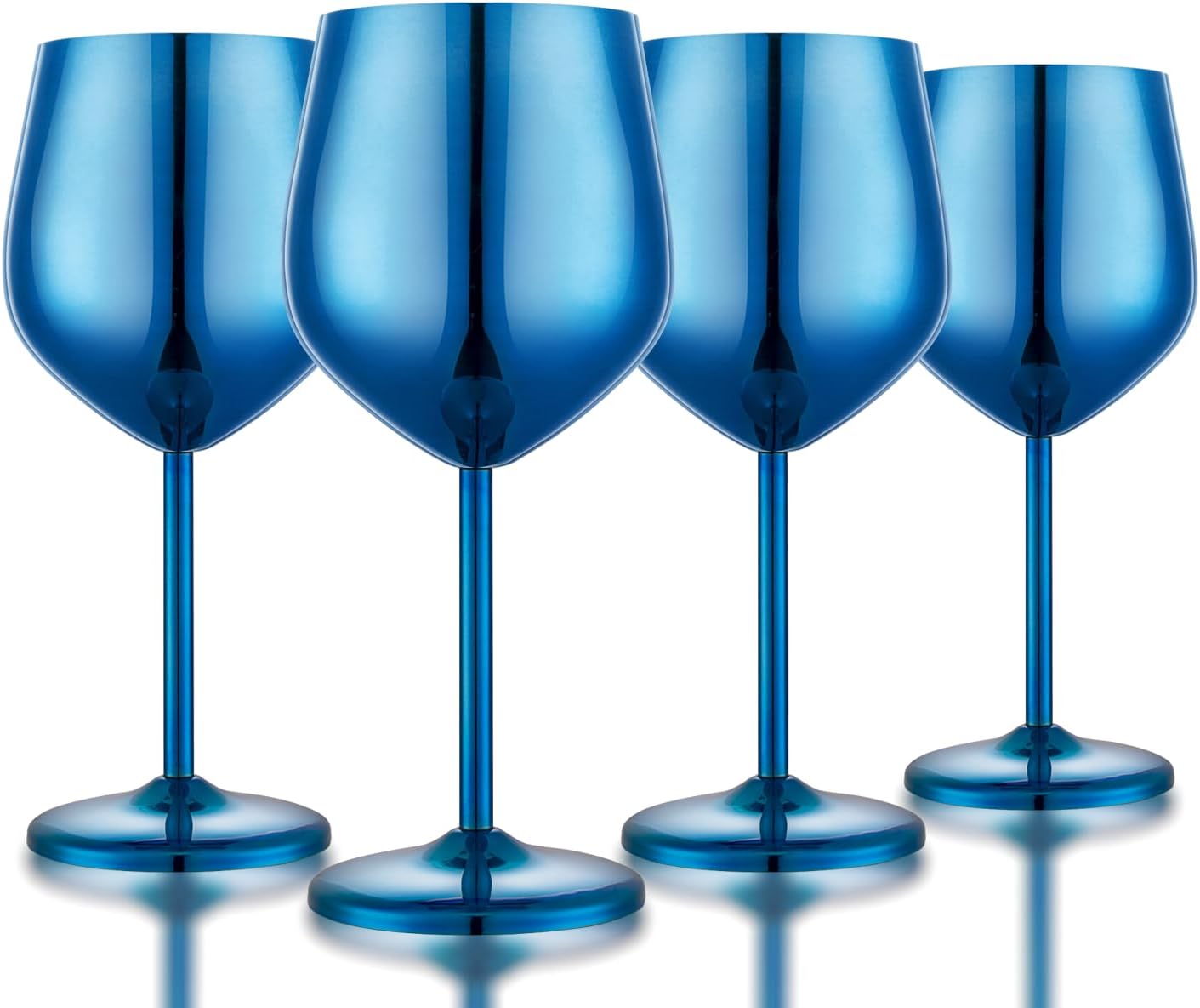Stainless Steel Wine Glasses Set of 4 Unbreakable Blue Wine Glass 18 oz Unique Metal Wine Goblets for Outdoor, Travel, Camping, Pool, Ideal Gift for Wine Lovers