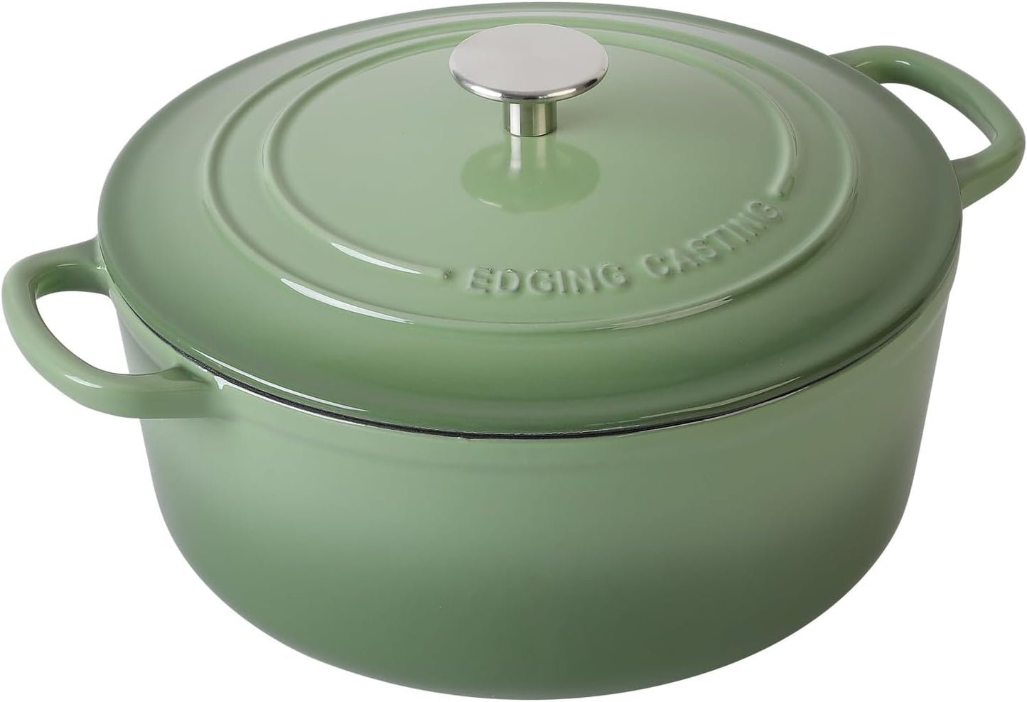 Enameled Cast Iron Dutch Oven Pot With Lid, 5.5 Quart, for Bread Baking, Cooking, Pistachio Green