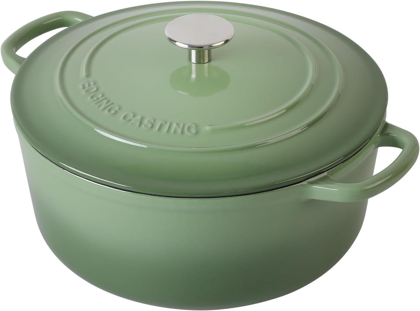 Enameled Cast Iron Dutch Oven Pot With Lid, 5.5 Quart, for Bread Baking, Cooking, Pistachio Green