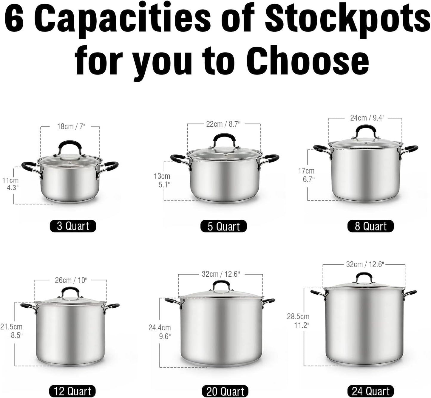 Cook N Home Stockpot Sauce Pot Induction Pot With Lid Professional Stainless Steel 12 Quart, Dishwasher Safe With Stay-Cool Handles, Silver