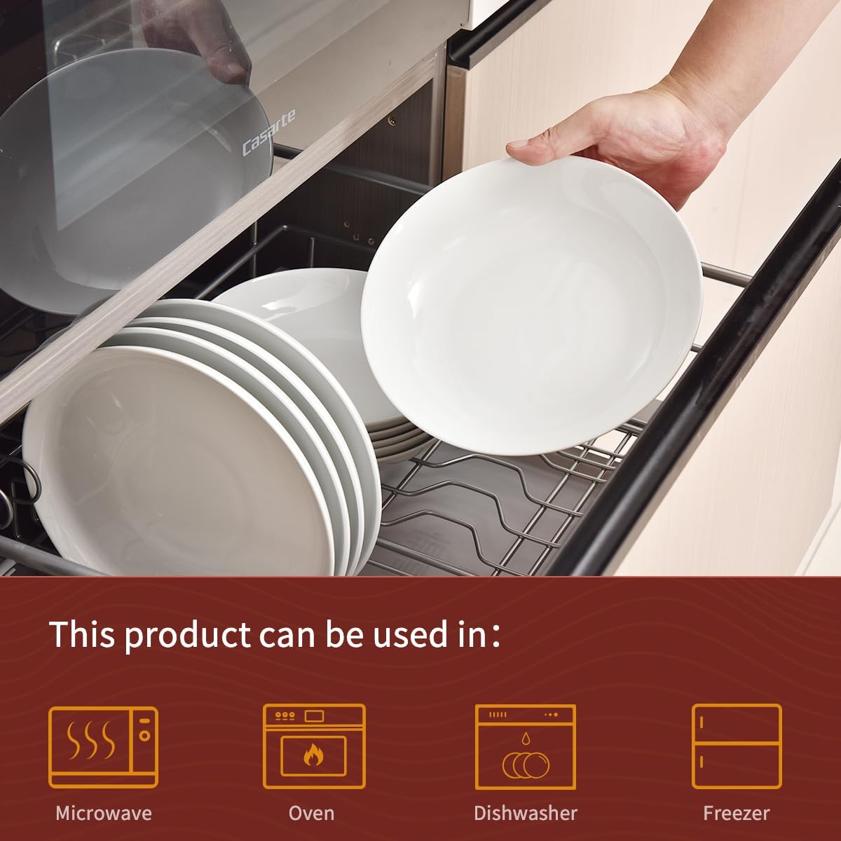 White Pasta Bowls Set of 4, Porcelain Salad Bowls 37 oz, Wide and Shallow Serving Bowl 9 Inch, Large Pasta Plates, Serving Dishes for Soup, Dinner, Microwave and Dishwasher Safe