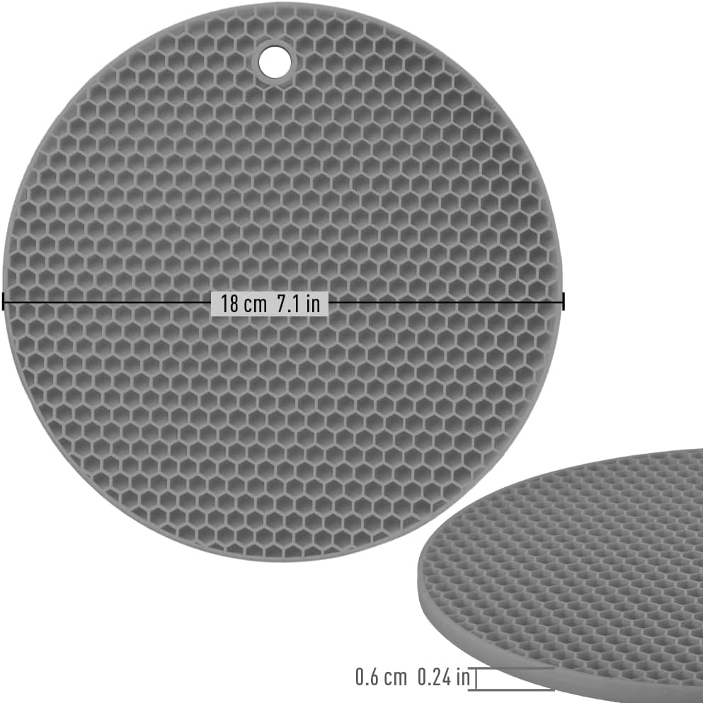 homEdge Silicone Trivets Mat, 6 Packs Multipurpose Non Slip Heat Resistant Pot Holder-Gray
