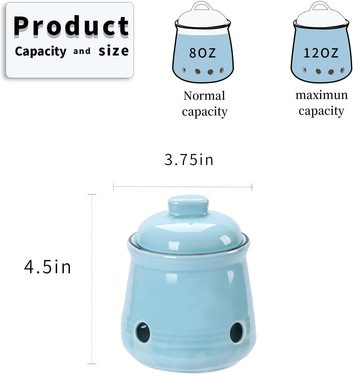 HAOTOP Ceramic Mini Garlic Keeper with Lid, Garlic Container Saver for Countertop, Keep Your Garlic Cloves Fresh (Turquoise)