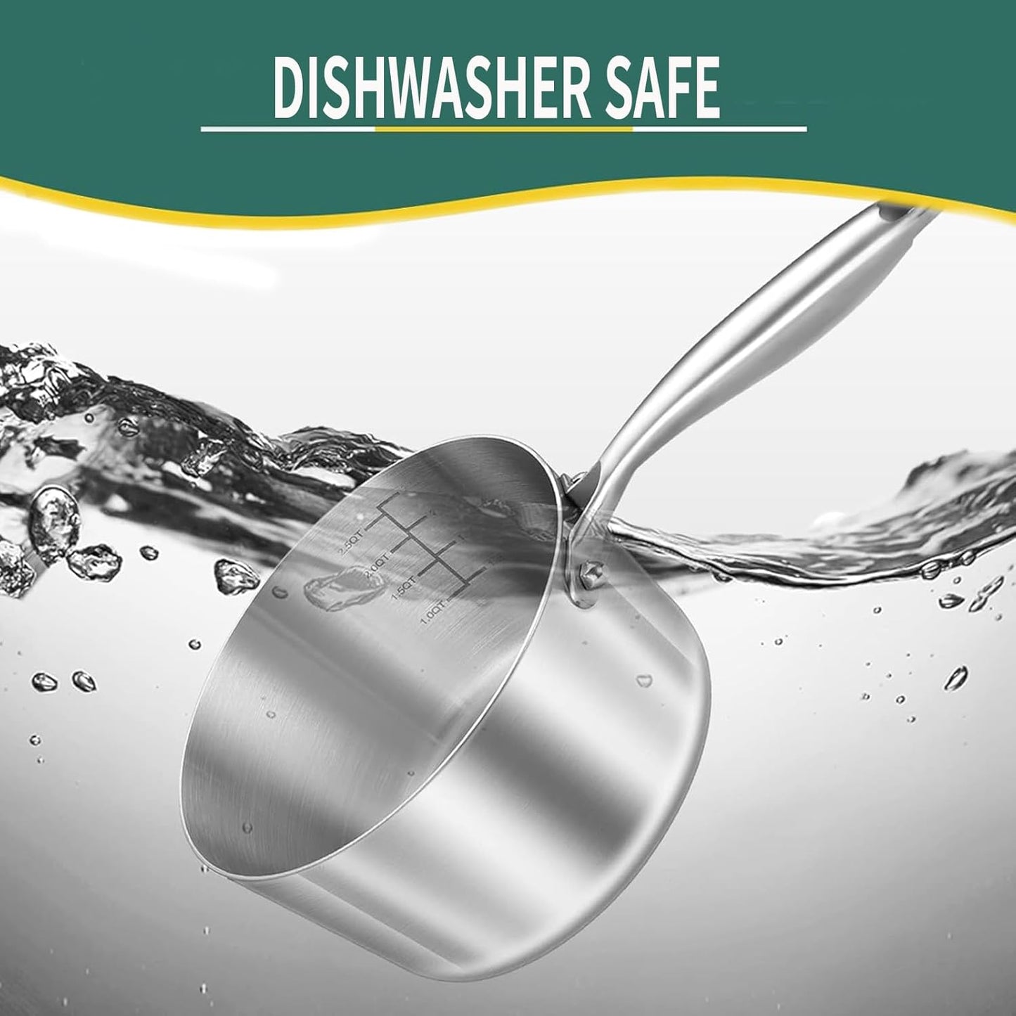 DELARLO Kitchen Tri-Ply Stainless 3-Quart Steamer Set With Glass Lid,with Ergonomic Handle, Multipurpose Sauce Pan, Sauce Pot,oven safe