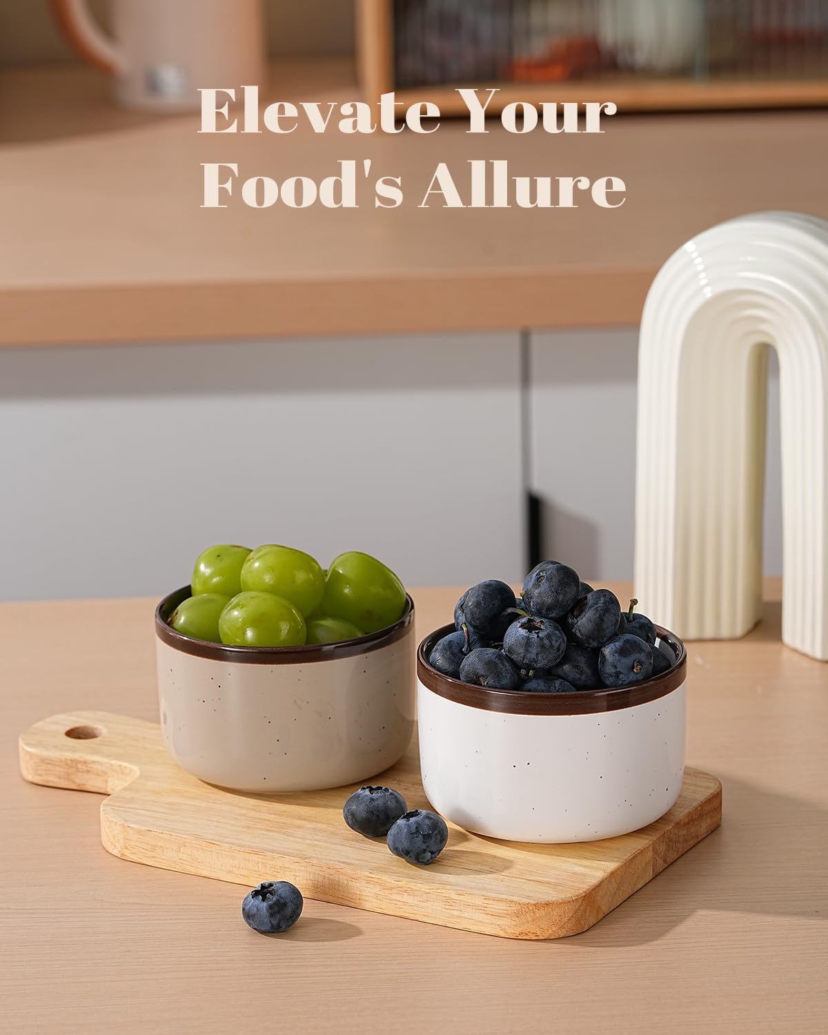 Juimma Ramekins 6 oz, Creme Brulee Ramekins Oven Safe, Ramiken Small Bowls Ceramic Baking Dishes for Pudding Custard, Dipping Sauce Cups for Souffle Ice Cream, Set of 6, Morandi Color