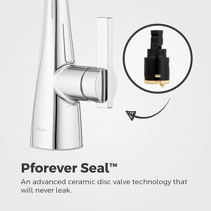 Pfister Exemplar Kitchen Faucet with Pull Down Sprayer, Single Handle, High Arc, NSF Certified, Polished Chrome Finish, F5297EPC