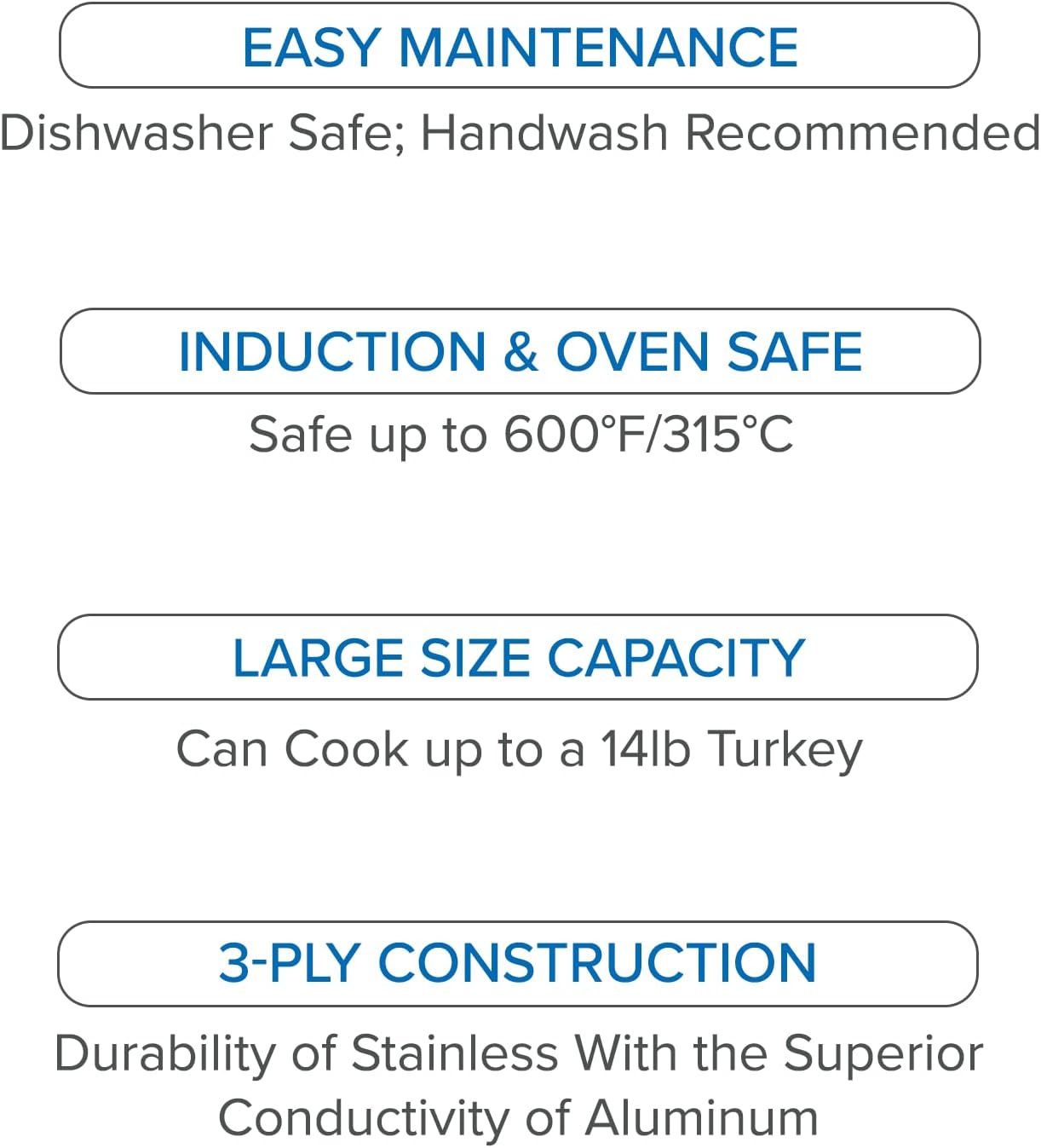 Viking 3-Ply Oval Roasting Pan, 8.5 Quart, Stainless Steel Kitchen Cookware with Metal Induction Lid and Rack, Great for Turkey, Dishwasher and Oven Safe, Silver