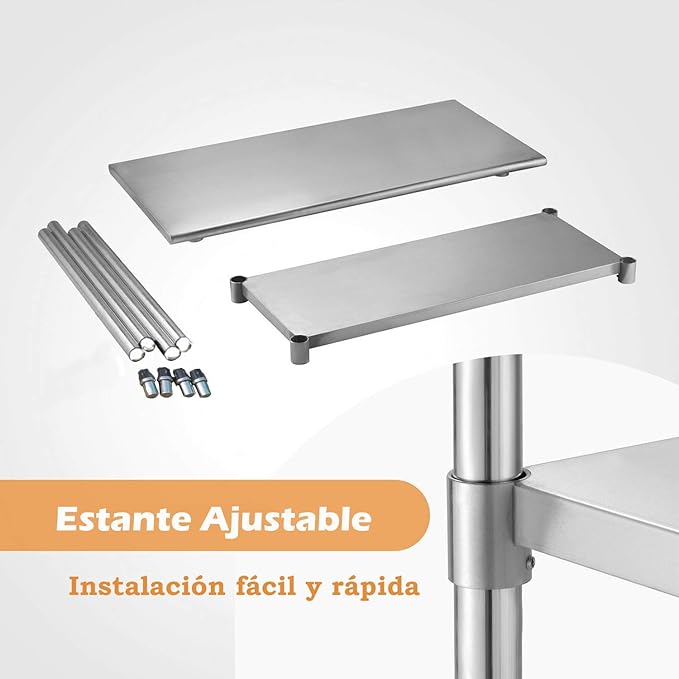 jxgzyy Stainless Steel Table 36x24 Inch NSF Commercial Heavy Duty Table with Adjustable Undershelf Kitchen Food Prep Worktableor for Home Restaurant Hotel and Garage