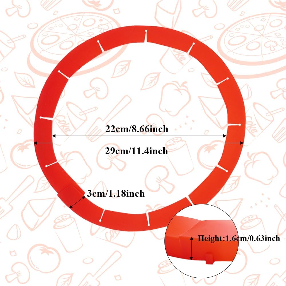 Adjustable Pie Crust Shields, Silicone Baking Protectors, Cover Ring Tools Fits 8-11.4 Inch Pies, Baking Pie Pizza Crust Shield Protector Cover for Edges (Red 2 + Transparent 2)
