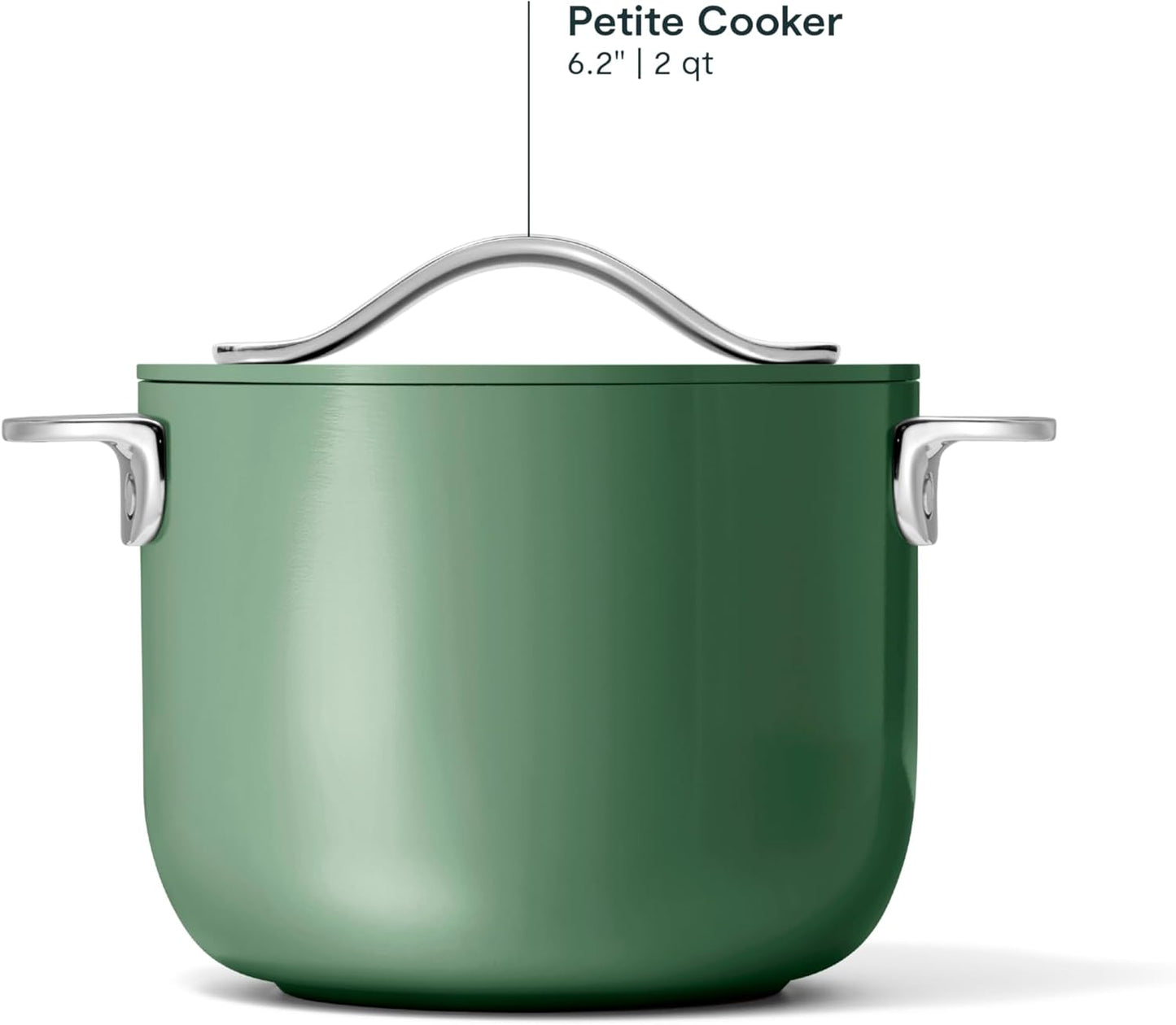 Caraway Petite Cooker - 2 Qt Ceramic Coated Pot - Free From Forever Chemicals - Perfect for Rice, Grains, or Sauces - Sage