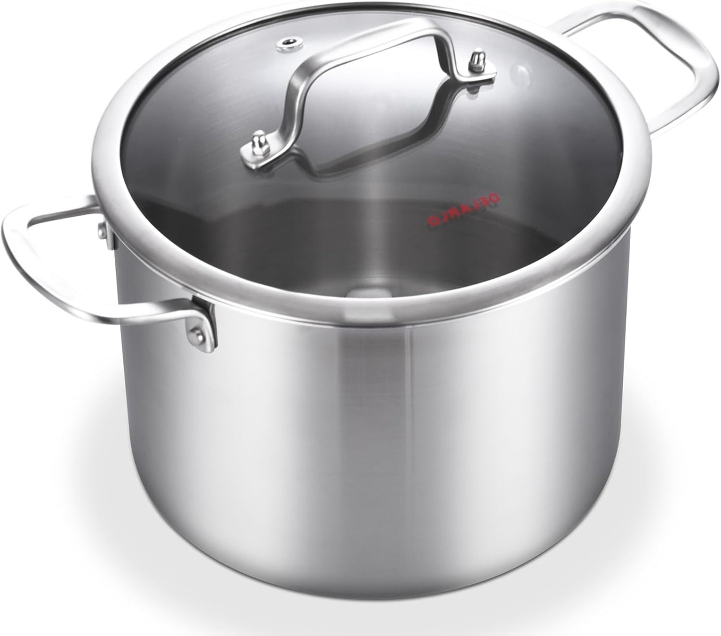 DELARLO Tri-Ply Stainless Steel 6QT Pot with Lid, Induction Ready, 6 Quart with Lid, Durable, Noodle Pot, 18/10 Heavy Duty for Cooking, Suit for All Stove, Up to 600℉(Lids 300℉)