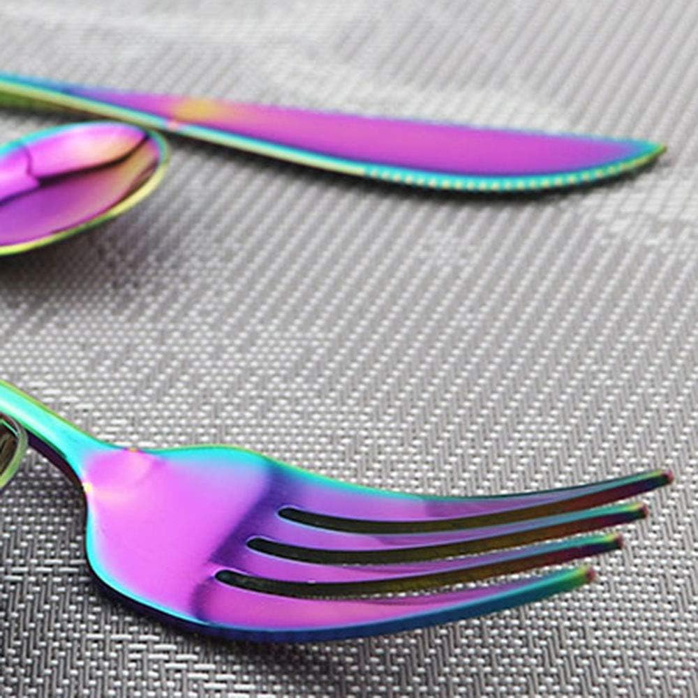 JASHII Shiny Rainbow Silverware Set, 30-Piece Stainless Steel Satin Finish Flatware, Kitchen Utensils, Mirror Polished Tableware Cutlery for Home and Restaurant, Dishwasher Safe
