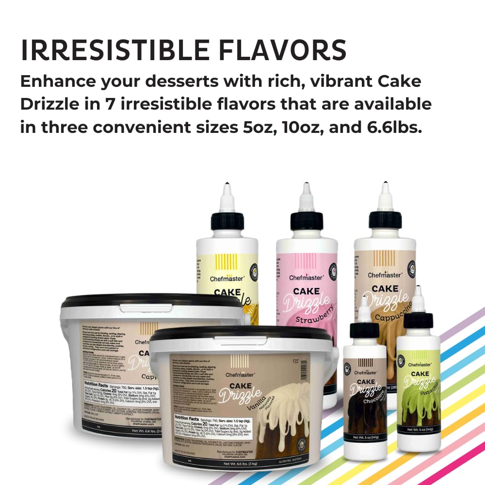 Pistachio-Flavored Cake Drizzle by Chefmaster, Edible Cake Drip Frosting for Decorating, Drip for Cakes, Cupcakes, Cookies, Donuts, 10 oz