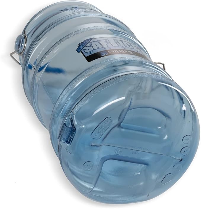 San Jamar Saf-T-Ice Plastic Ice Tote, Ice Bucket with Drying and Storage Hook for Restaurants, Bars, Catering Events, Buffets, 6 Gallons, Blue