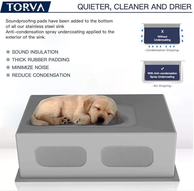 TORVA 14 x 18 Inch Undermount Kitchen Sink, Premium 304 Stainless Steel Bar Sink - 9 Inches Deep Basin Single Bowl Sink