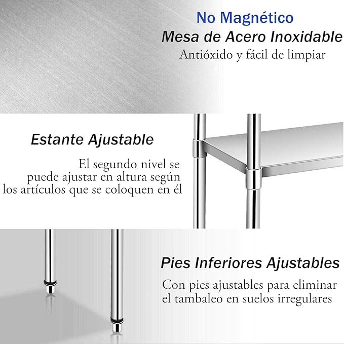 jxgzyy Stainless Steel Table 36x24 Inch NSF Commercial Heavy Duty Table with Adjustable Undershelf Kitchen Food Prep Worktableor for Home Restaurant Hotel and Garage