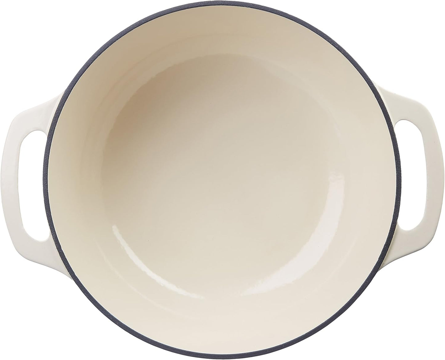 Amazon Basics Cast Iron Dutch Oven Pot with Lid, Enameled, Round, Dual Handles, Heavy-Duty, Small, 4.3-Quart, White