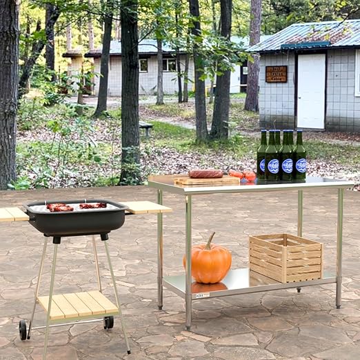Stainless Steel Table for Prep & Work 24 x 48 inches,4ft,Heavy Duty Metal Table with Backsplash for Commercial Kitchen, Restaurant, Home, Hotel, Laundry Room,Garage, Workshops