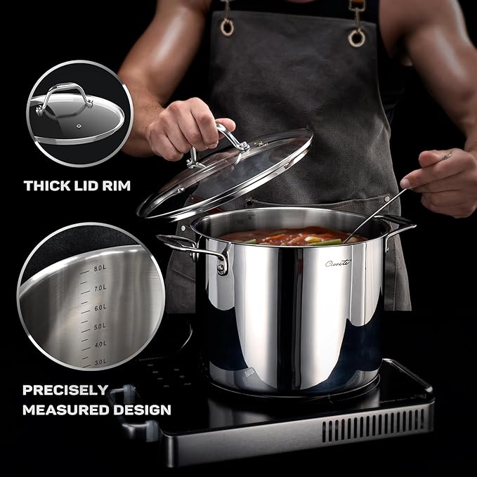 Tri-Ply Stainless Steel Pots and Pans Set 11-PC, 18/10 Stainless Steel Induction Cookware Set with Steamer Insert, Kitchen Cookware Sets with Stay Cool Ergonomic Handles, Dishwasher, Oven Safe