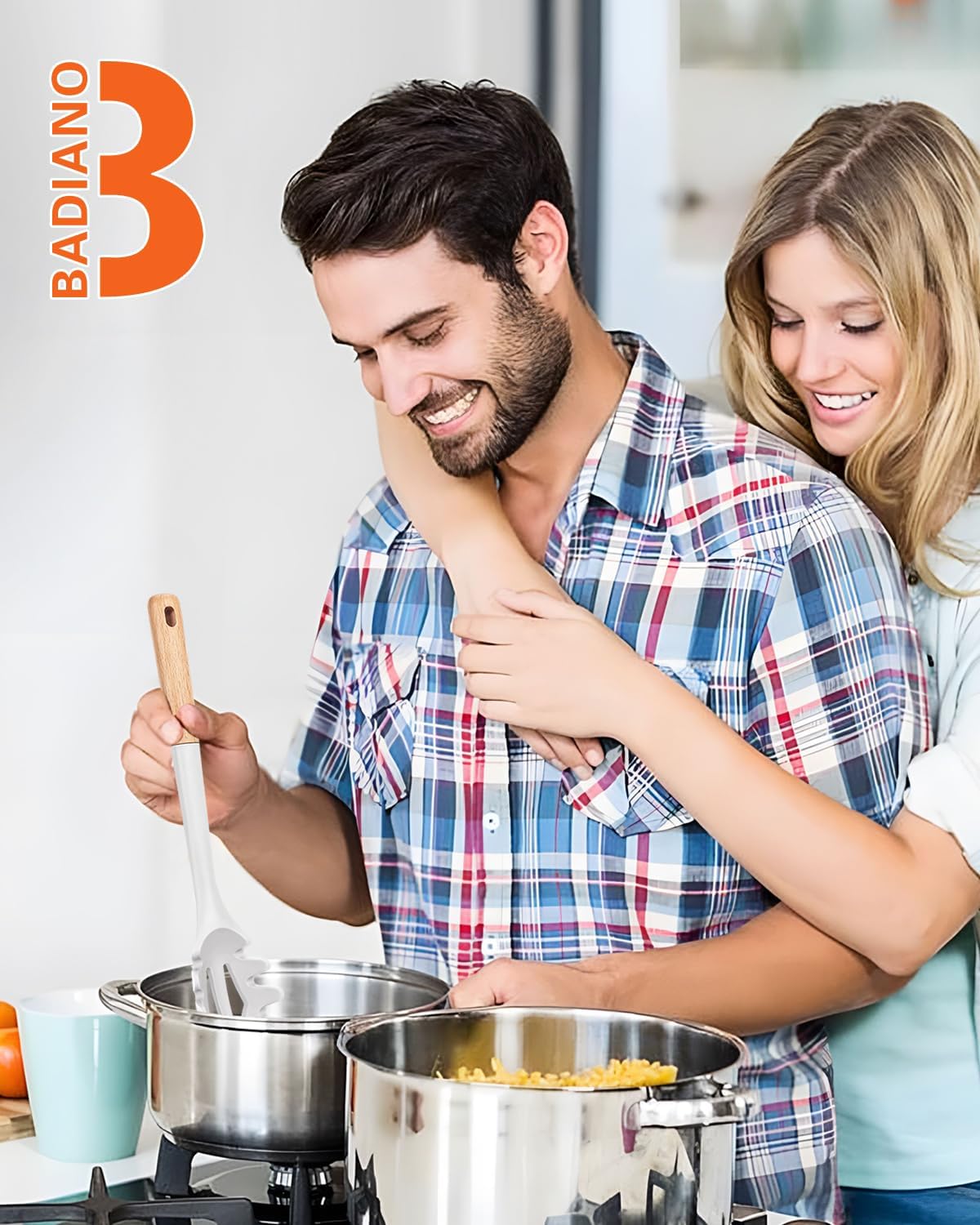 Silicone Pasta Fork, Kitchen Heat Resistant Noodle Spoon Server, BPA Free Spaghetti Strainer,12.8 inch (WHITE)