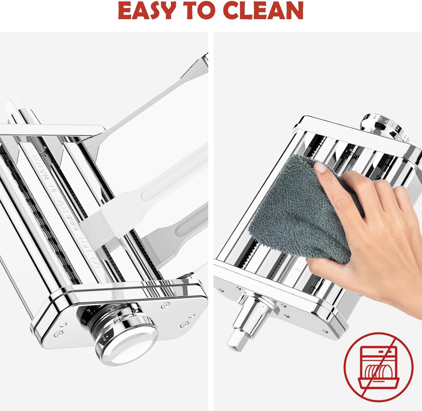 3-in-1 Pasta Attachment for KitchenAid Stand Mixer - Stainless Steel Pasta Maker includes Roller, Spaghetti & Fettuccine Cutters | Professional Pasta Accessories for Homemade Noodles & Italian Cuisine