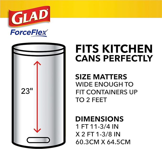 Glad ForceFlex Tall Kitchen Trash Bags, 13 Gal, Gain Original with Febreze, 80 Ct (Pack May Vary)