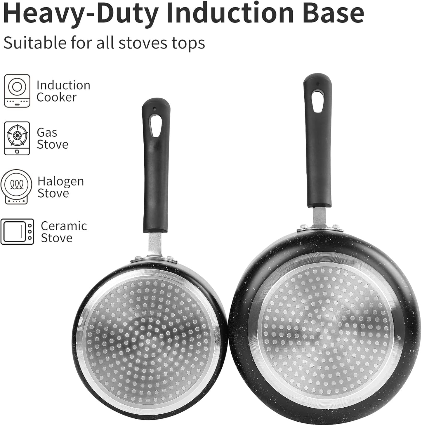 Nonstick Saucepan Set - 1.5 Quart and 2.5Quart,Ultra Non Stick Sauce Pan Small Pot with Glass Lid,Great for Home Kitchen Restaurant,Black