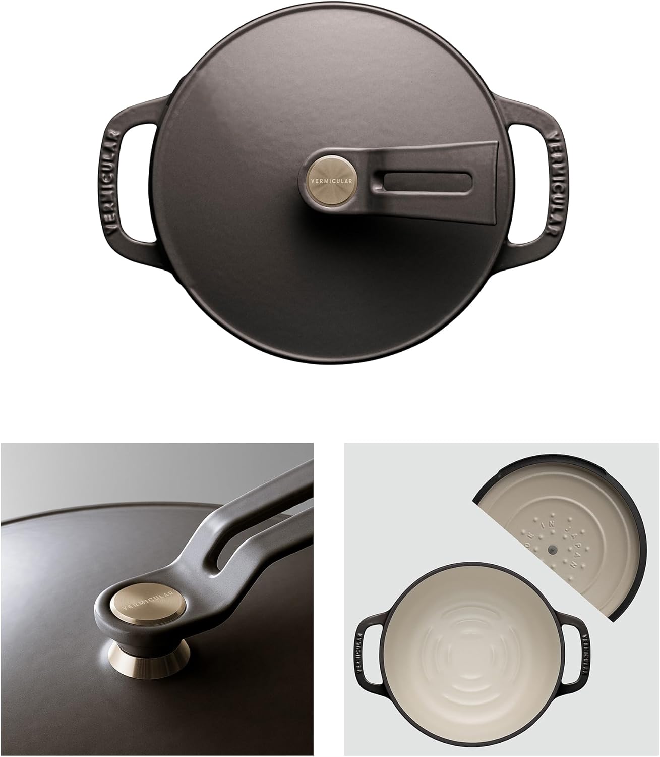 Vermicular Oven Pot 2.0 | Lightweight Enameled Cast Iron Pot | 14cm (1 Qt) | Non-Toxic | Induction-compatible | Dutch Oven | Made in Japan | Hazelnut Brown