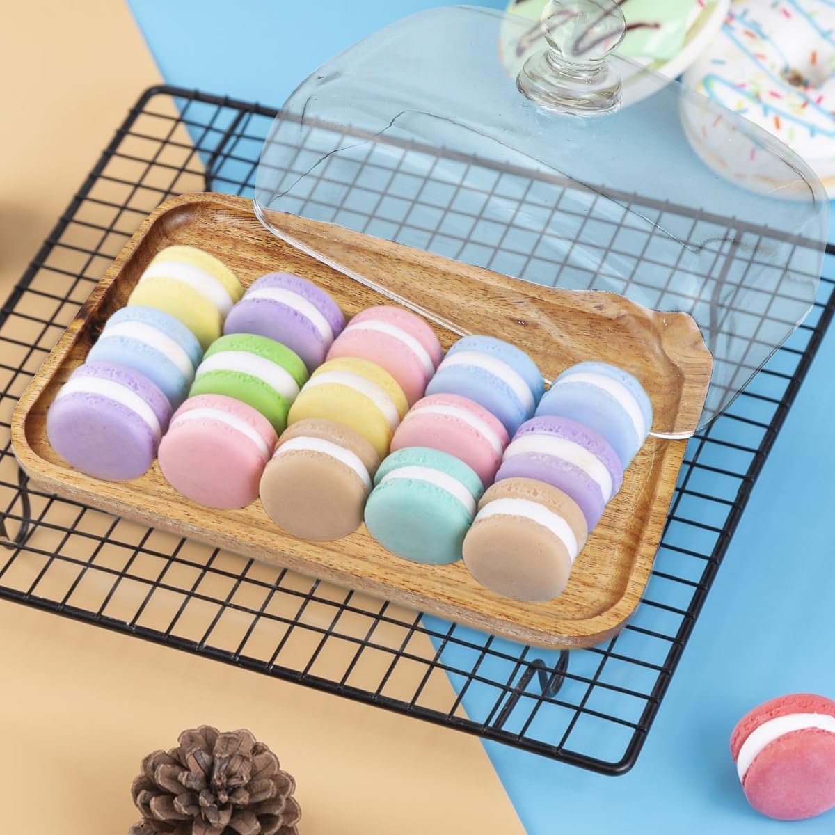 Glass Butter Dish with Lid Clear Glass Butter Keeper Container for Butter, Cream Cheese, and Dessert Cake(Acacia)