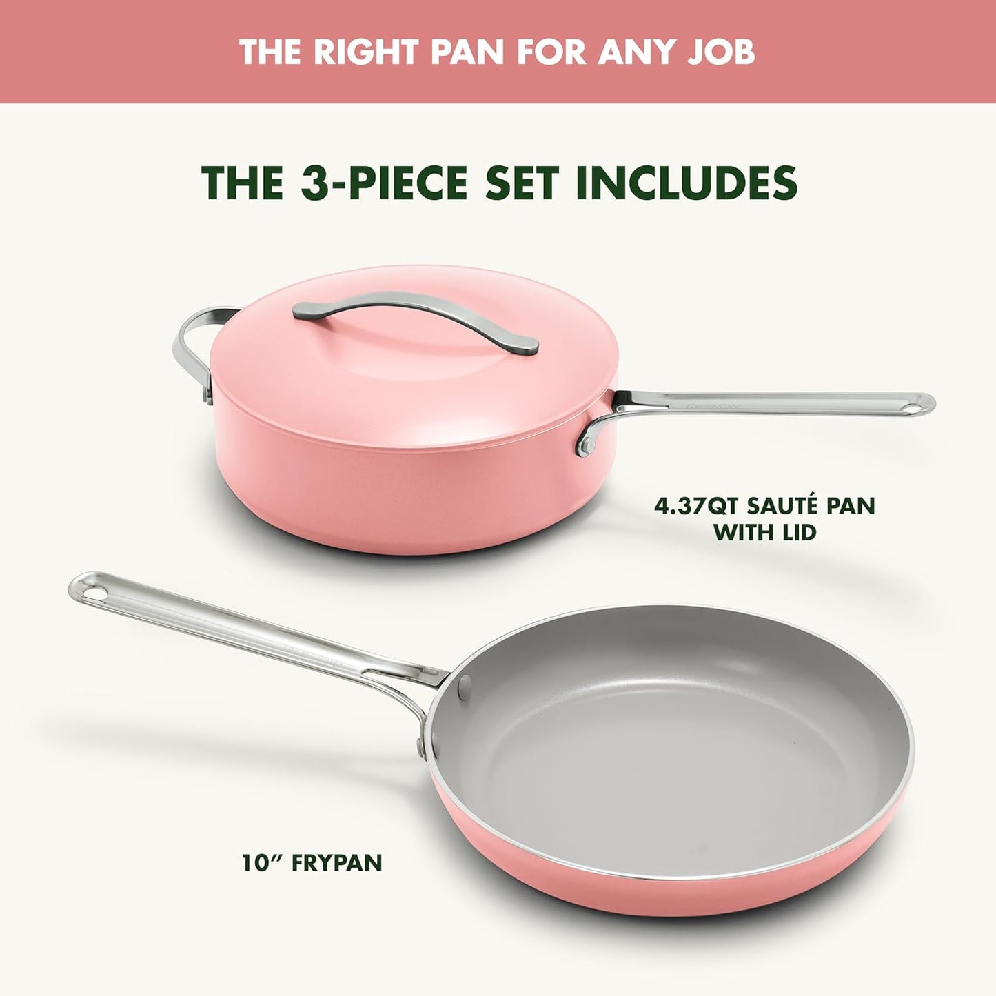 GreenPan Nova 10” Frying Pan Skillet and 4.37QT Sauté Pan with Lid, Oprah’s Favorite Things 2024, PFAS-Free Ceramic Nonstick, Induction Suitable, Sear, Fry, Broil, Dishwasher & Oven Safe, Coral