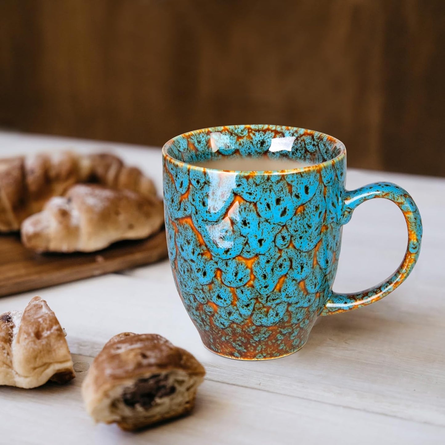 Set of 2 Durable 16 oz Coffee Cups, Large Coffee Mugs with Ergonomic Handle, Ceramic Mugs Dishwasher & Microwave Safe, Ideal Tea Mugs for Home, Office, Gifts (coffee, Tea, Hot Cocoa, Latte Cup)